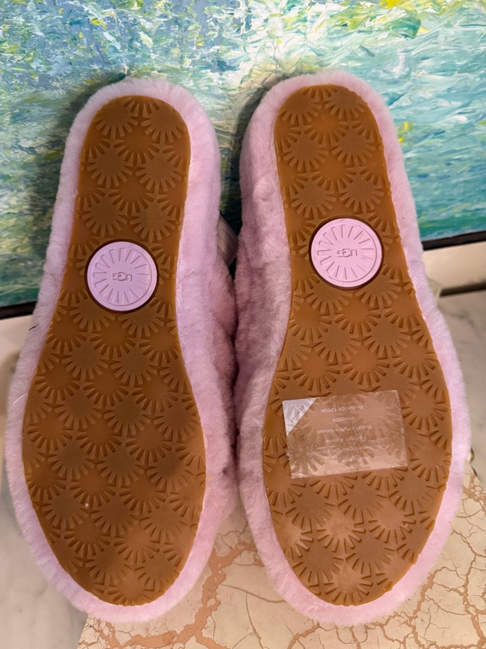 UGG Pink Plush Slide Slippers - Picture 4 of 5